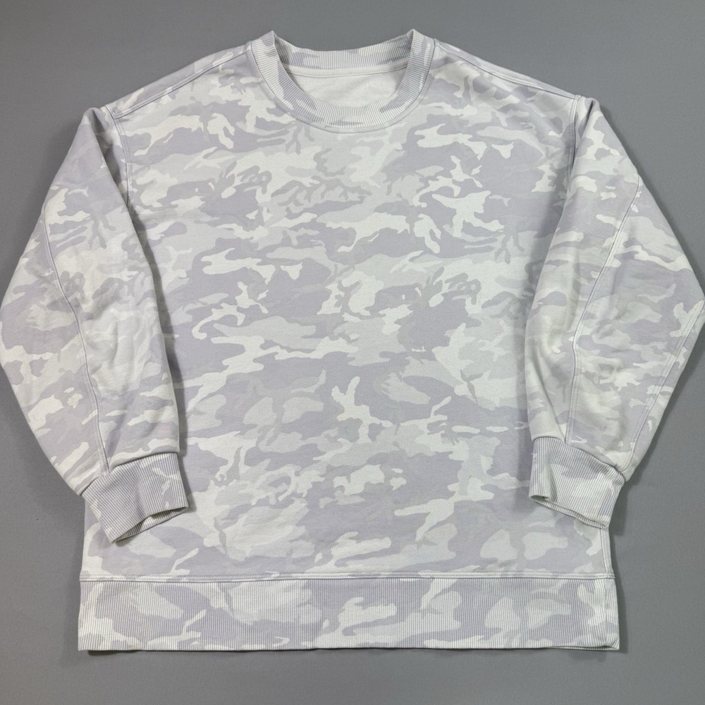 Lululemon Perfectly Oversized Crew Sweater Womens 6 Incognito Camo‎ Alpine White